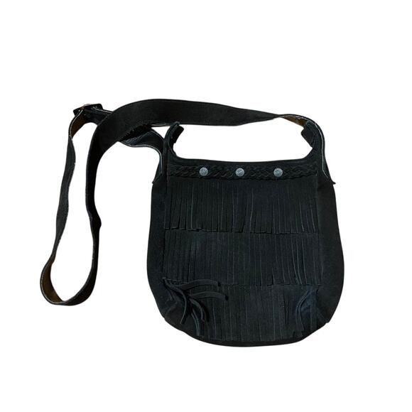 Minnetonka shoulder bag black fringe - Picture 1 of 6